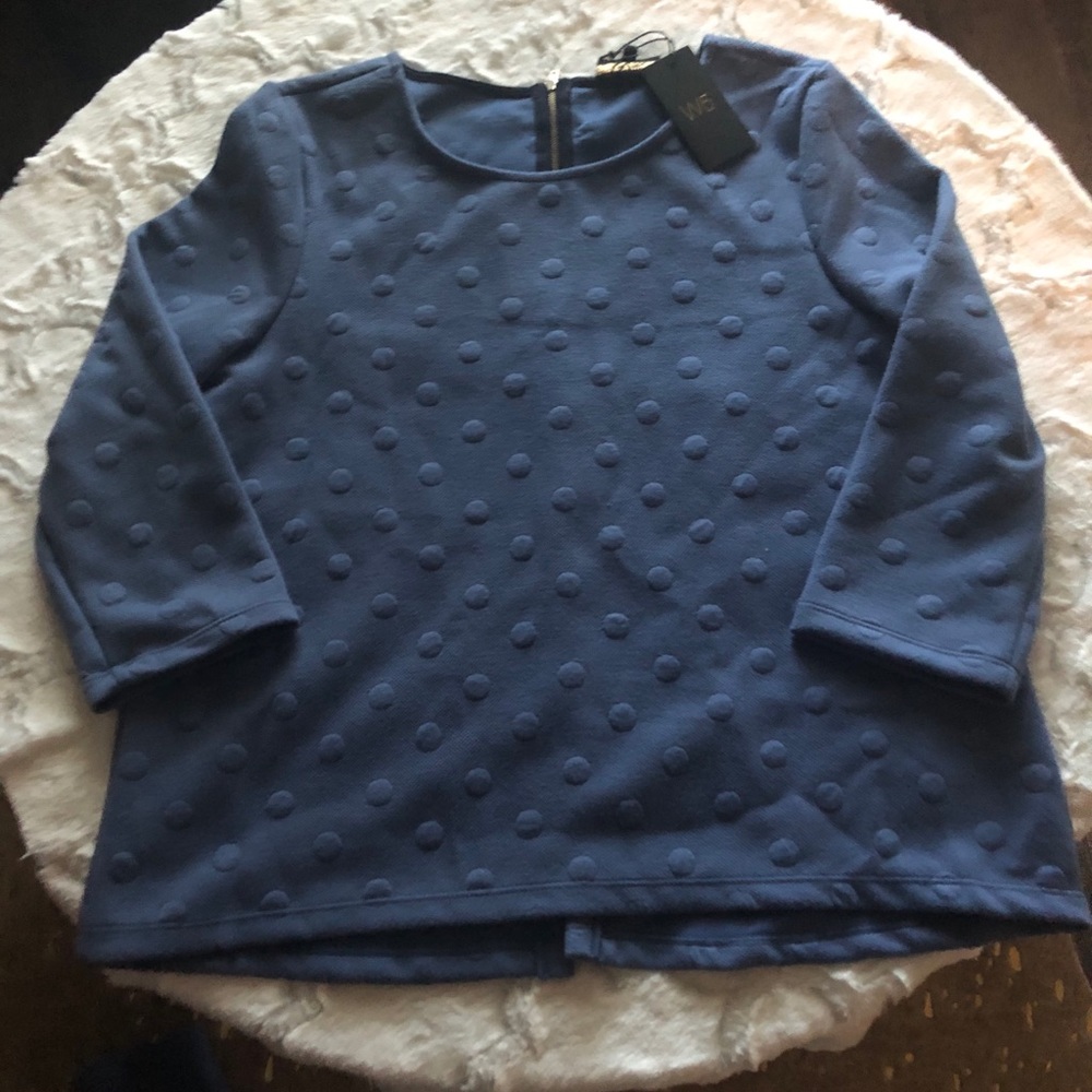 W5 Brand by Anthropologie blue dot pattern top